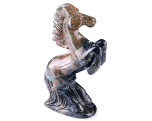 2.9" Jiulong Jade Hand Carved Crystal Horse Sculpture