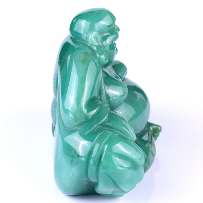 7.5" Green Aventurine Hand Carved Crystal Buddha Sculpture