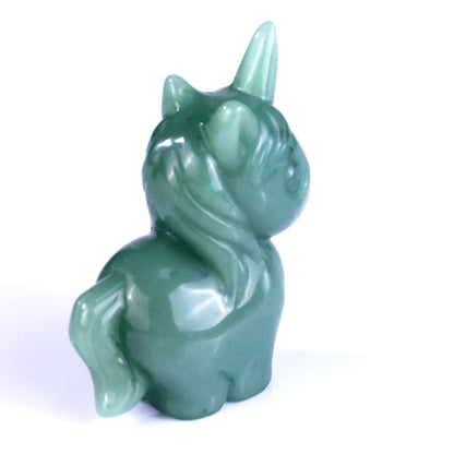 2.8" Green Aventurine Hand Carved Crystal Unicorn Sculpture