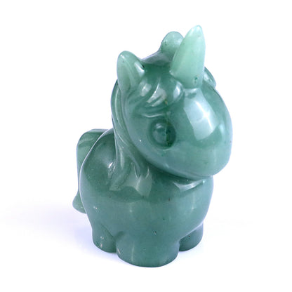 2.8" Green Aventurine Hand Carved Crystal Unicorn Sculpture
