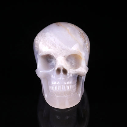 3.0" Agate Hand Carved Crystal Realistic Skull Sculpture