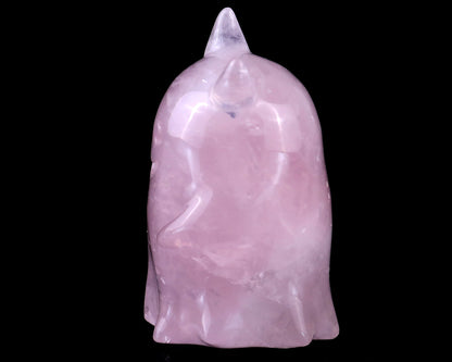 3.0” Natural Rose Quartz Hand Carved Crystal Ghost Sculpture, Halloween Gift