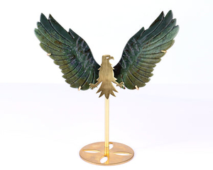 5.1" Moss Agate Hand Carved Crystal Eagle Wings Sculpture