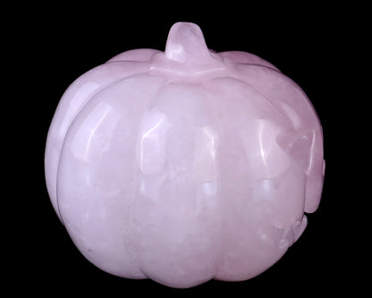 2.6” Natural Rose Quartz Hand Carved Crystal Pumpkin Sculpture, Halloween Gift