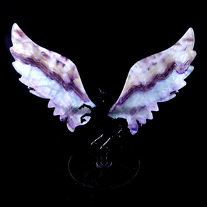 4.3" Fluorite Hand Carved Crystal Unicorn Wings Sculpture