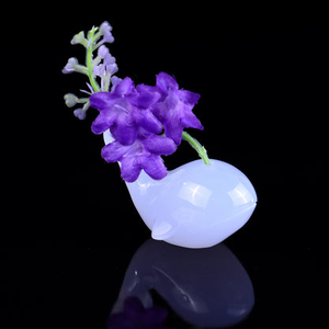 2.1" Natural Gemstone Hand Carved Crystal Whale Vase,Incense Holder Sculpture