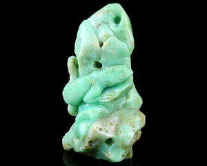 5.2" Green Opal Hand Carved Crystal Lizard Sculpture