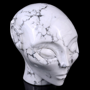 3.9" Howlite Hand Carved Crystal Elf Alien Sculpture