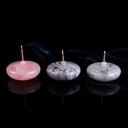 1.7" Natural Gemstone Hand Carved Crystal Vase, Incense Holder Sculpture