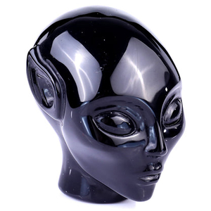 2.9" Black Obsidian Hand Carved Crystal Elf Alien Sculpture