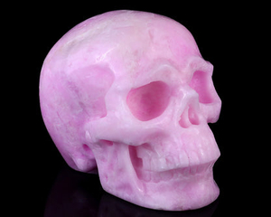 9.4" Pink Aragonite Hand Carved Crystal Realistic Skull Sculpture