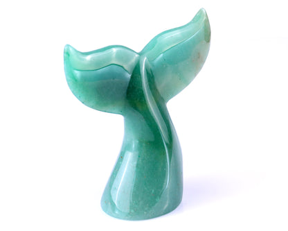 4.2" Green Aventurine Hand Carved Crystal Whale Tail