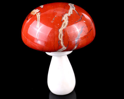 80mm Red Jasper Hand Carved Crystal Mushroom Sculpture