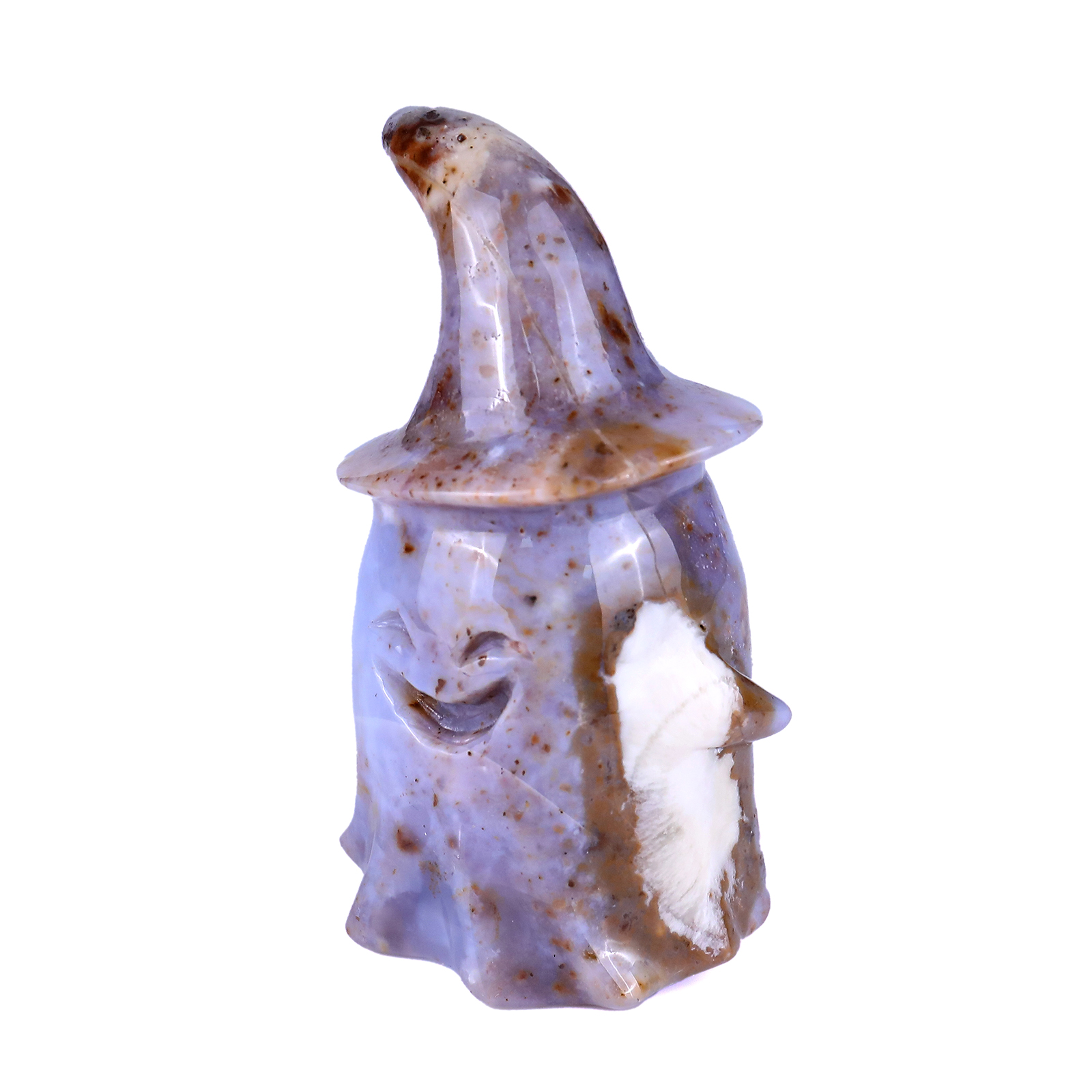 Pumpkin Blue Chalcedony Ornament Carved Crystal Ghost 