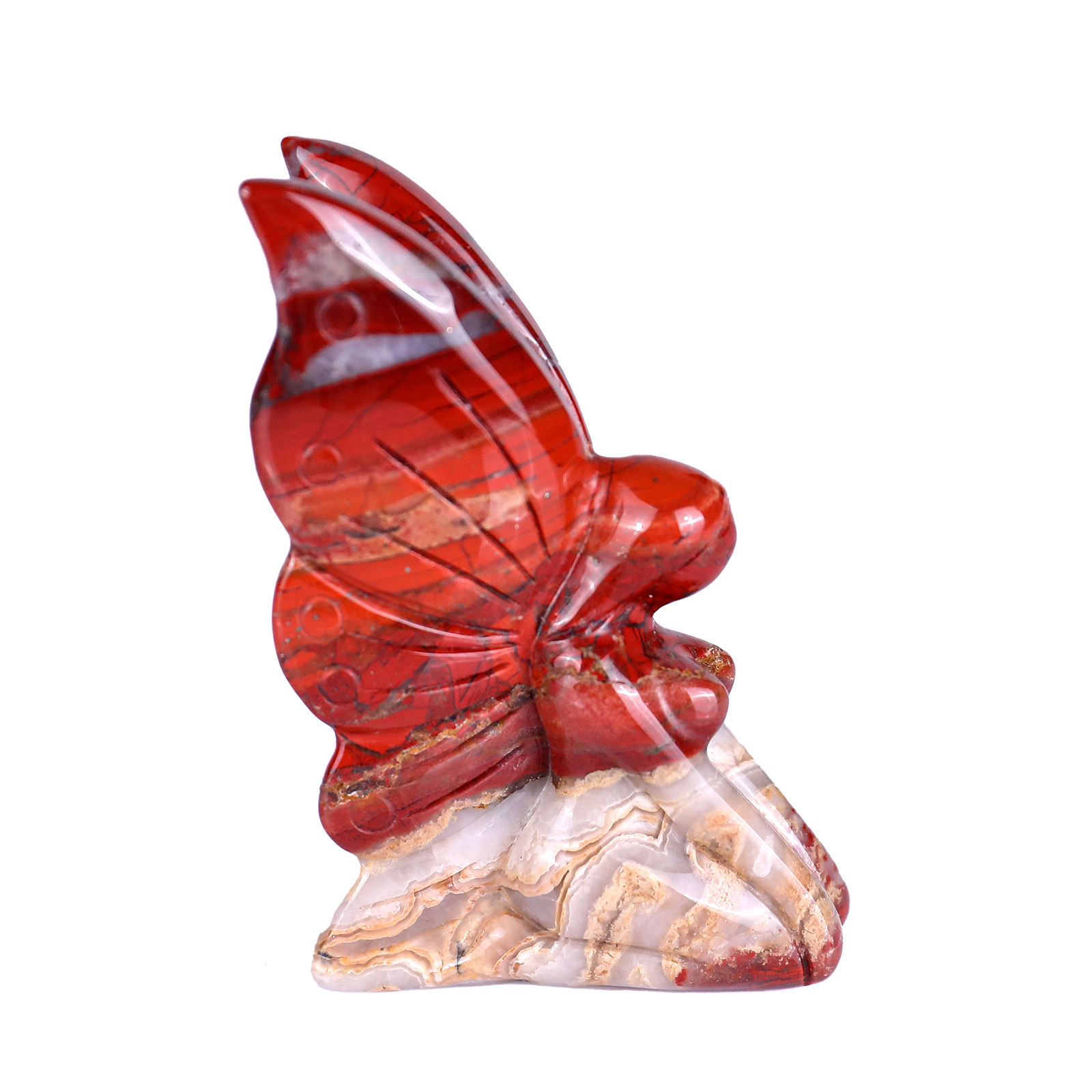 Red Jasper Flower Fairy Figurine Handcrafted