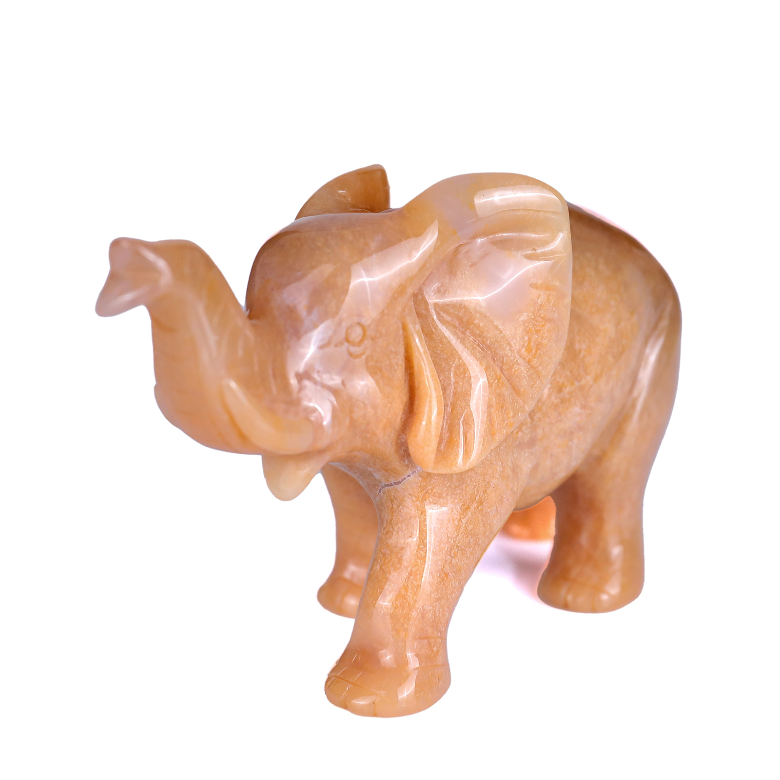 Yellow Chalcedony Crystal Crafts Elephant Statues