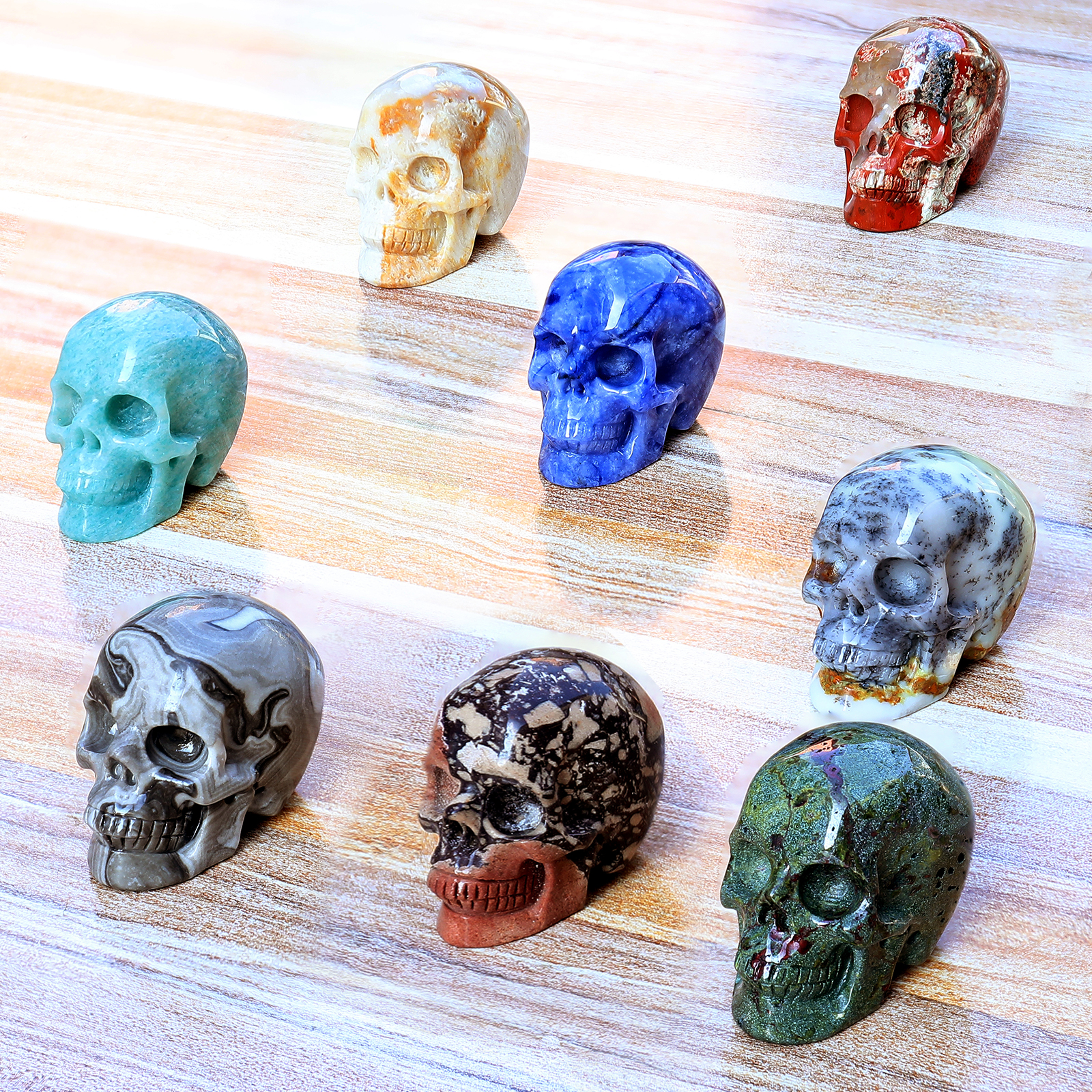 Wholesale Natural Gemstone Skull Bone Carving Healing Quartz Stone Crystal Crafts Collectible Decor for Souvenirs