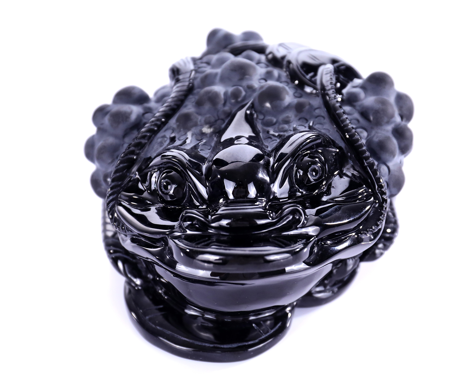 7 Inch Natural Obsidian Coin Dragon Turtle Statue - Feng Shui Lucky Charm for Wealth & Home Protection