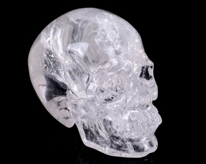 5-inch Hand Carved Natural Clear Quartz Skull - Premium Gemstone Sculpture for Collection & Décor