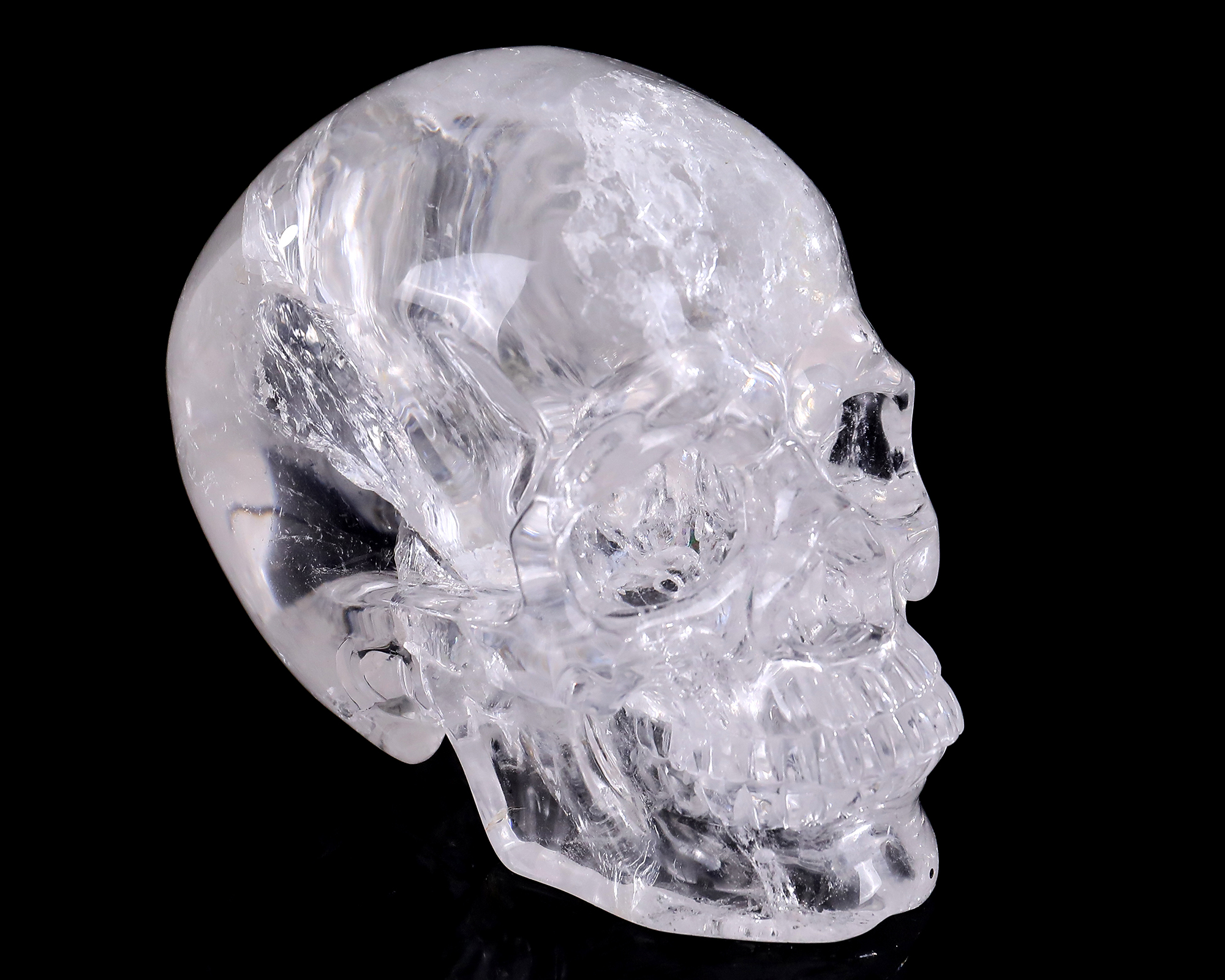 5-inch Hand Carved Natural Clear Quartz Skull - Premium Gemstone Sculpture for Collection & Décor