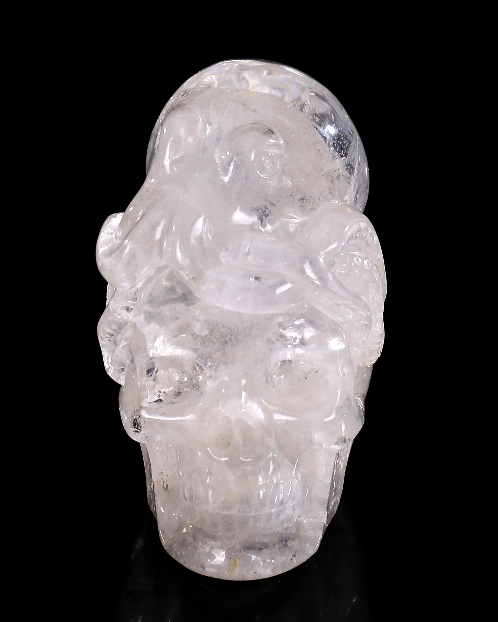 4-inch Hand Carved Clear Quartz Octopus Skull - Natural Crystal Sculpture for Luxury Display & Spiritual Energy