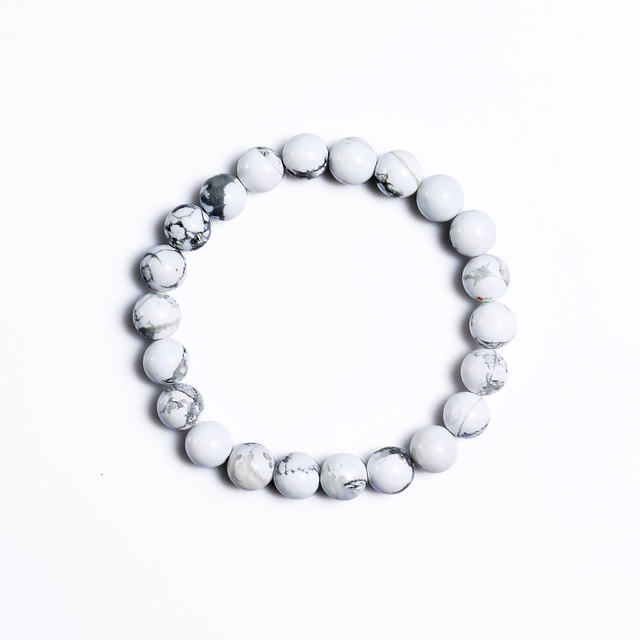 Natural Crystal Elastic Beads Bracelet Howlite Healing Energy Bracelet 