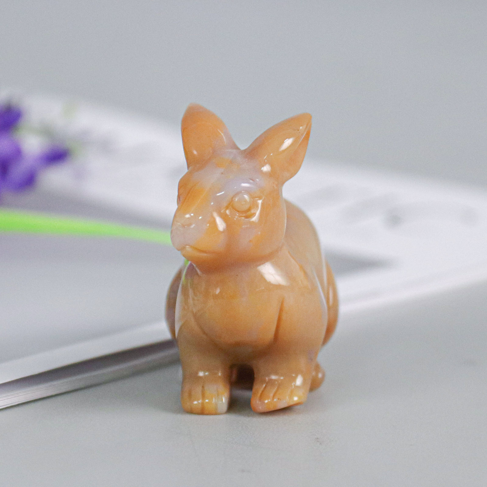 Hand-Carved Mini Jade Rabbit Figurine - 100% Natural Various Jade Materials for Collection & Decoration