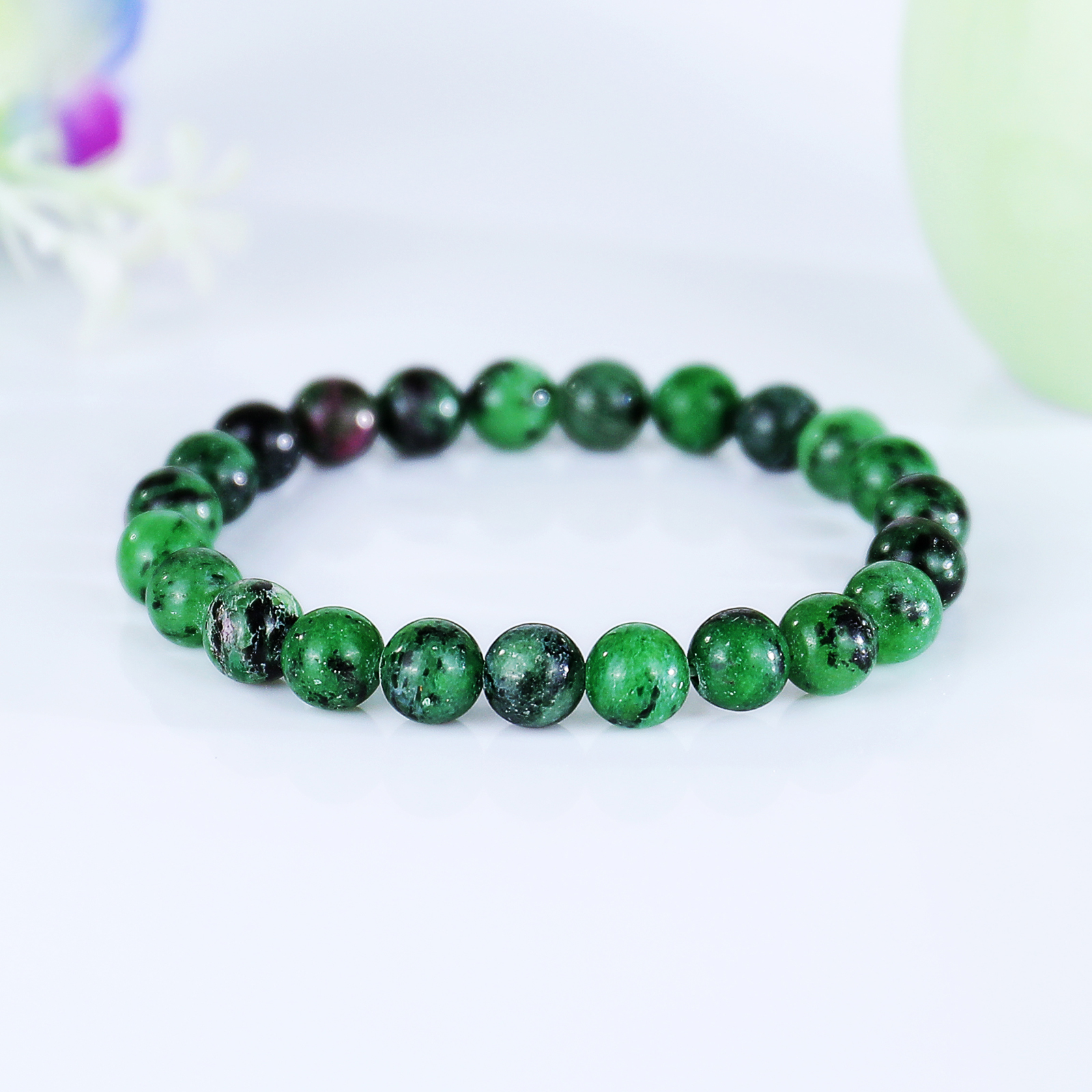 Natural Ruby Zosite Crystal Bead Bracelet,Healing Energy Bracelet