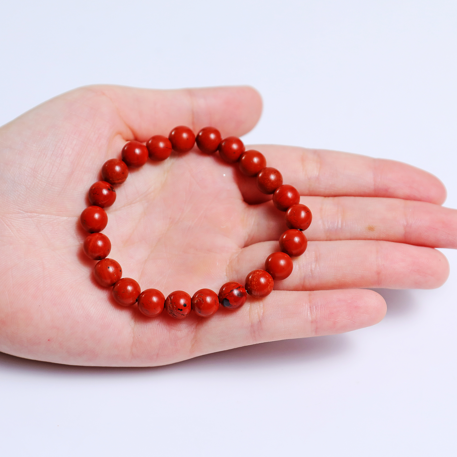 Natural Red Jasper Crystal Bead Bracelet,Healing Energy Bracelet