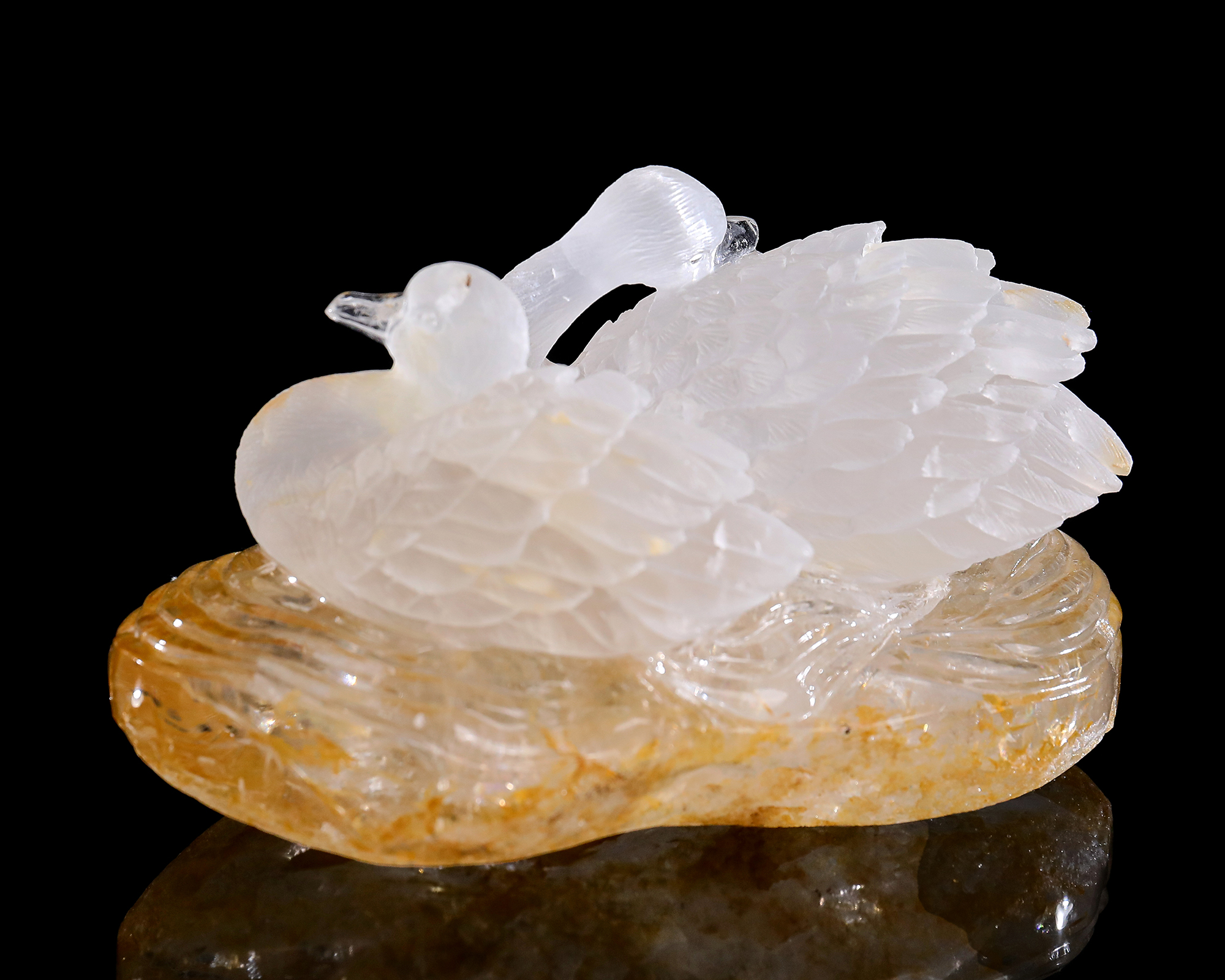 5-inch Clear Crystal Double Swan Hand-Carved Ornament - Ideal for Living Room & Entryway Decoration, Perfect Gift for Expressing Eternal Love, Crystal Artwork