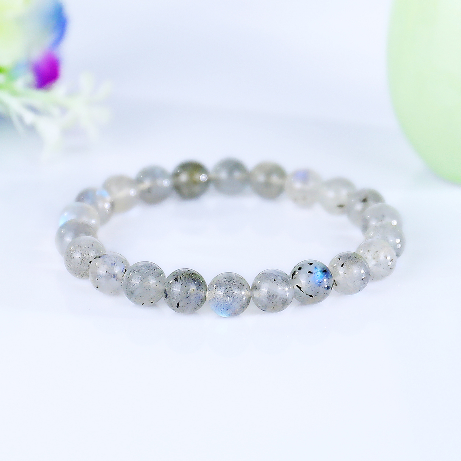 Natural Labradorite Crystal Bead Bracelet,Healing Energy Bracelet