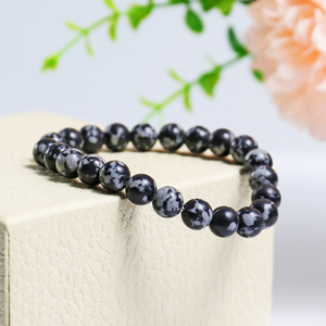 Natural Snow Flake Agate Crystal Bead Bracelet,Healing Energy Bracelet