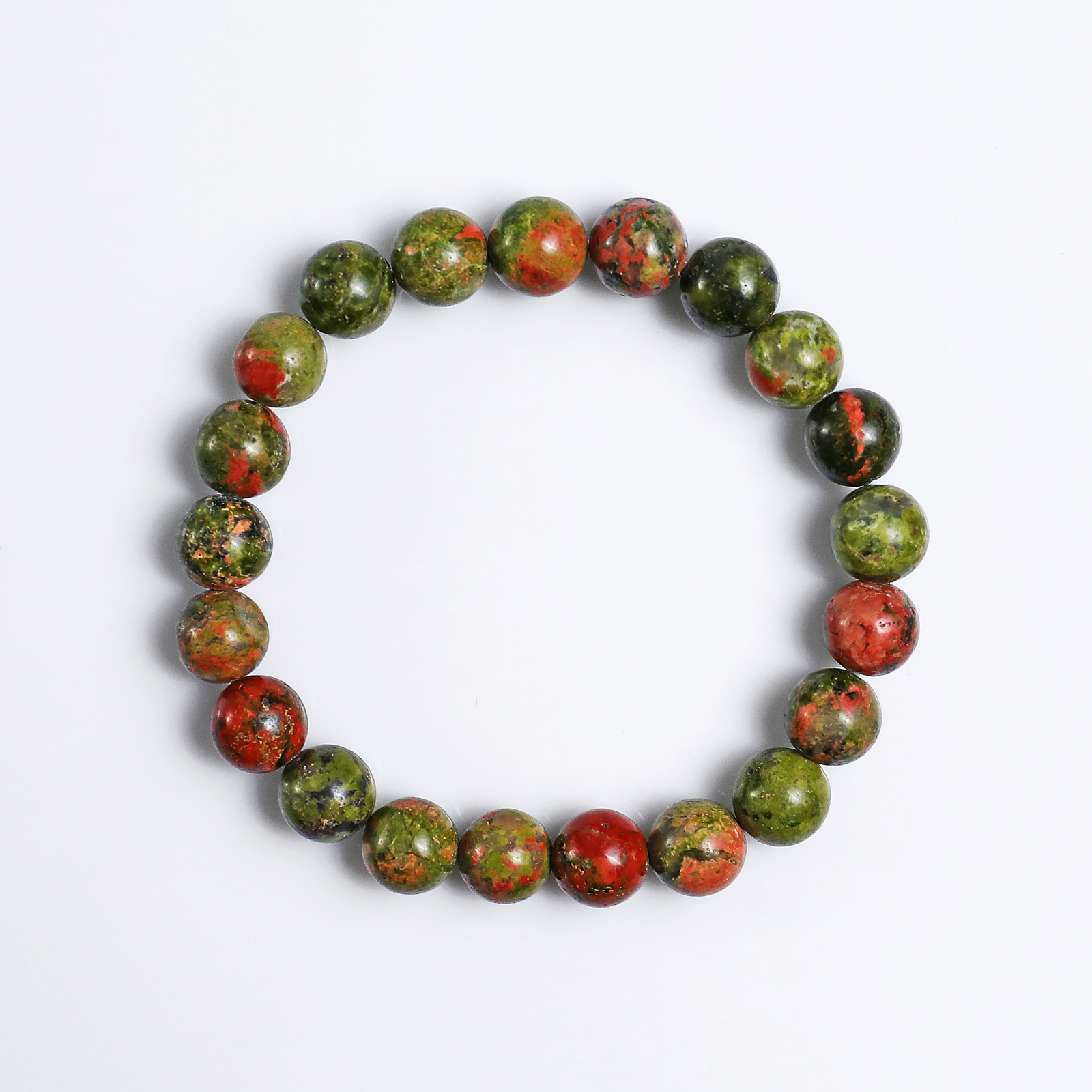 Natural Unakite Crystal Bead Bracelet,Healing Energy Bracelet