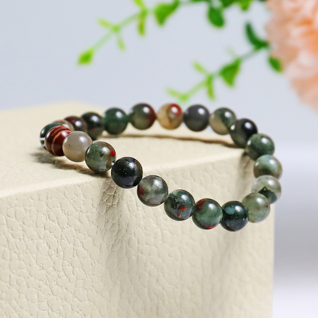 Natural Blood Stone Crystal Bead Bracelet,Healing Energy Bracelet