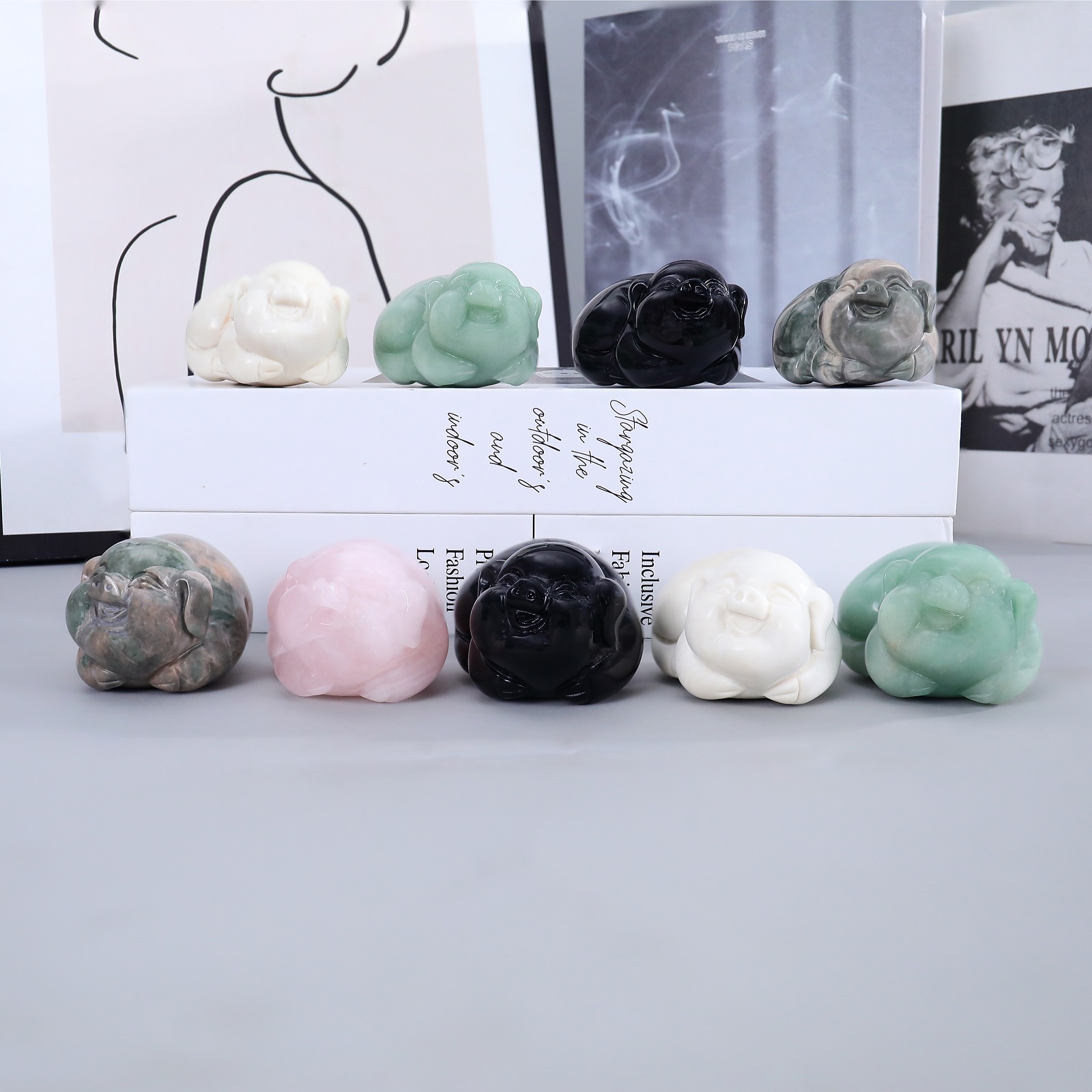 Natural Jade Handmade Lucky Pig Figurine - Feng Shui Home Decoration & Collectible