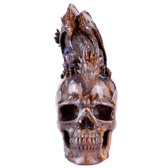 Unique 6.8" Opal Realistic Skull – Hand Carved Natural Crystal Sculpture for Energy Healing