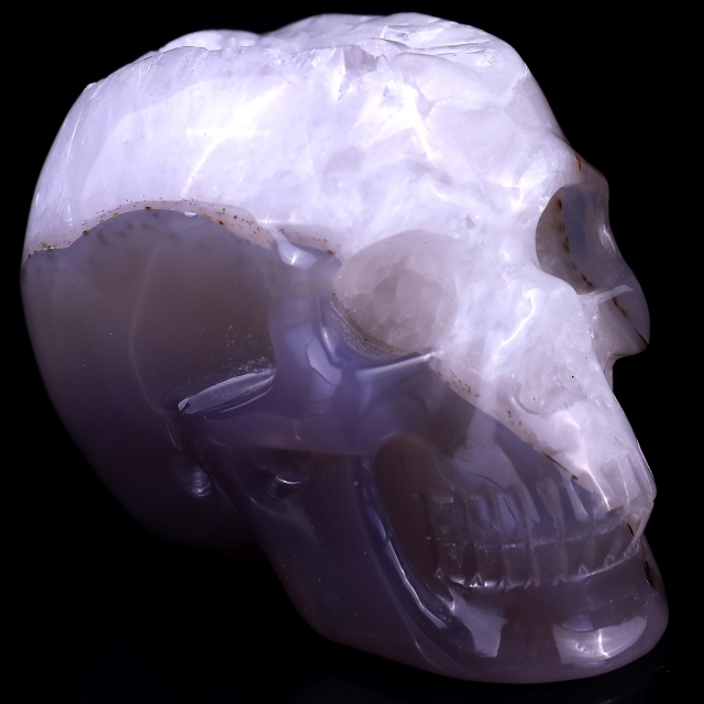 3.4" Geode Agate Hand Carved Crystal Geode Skull Sculpture