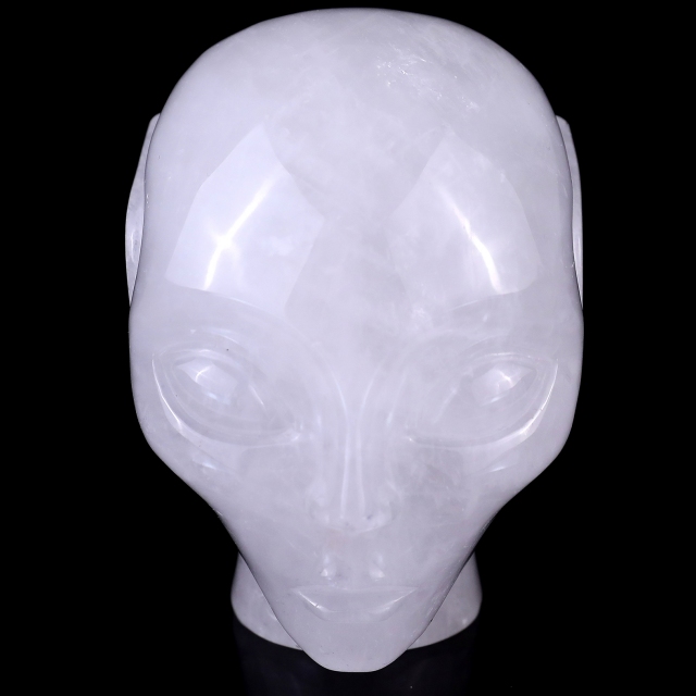 3.9" Angolan Quartz Elf Alien Skull – Hand Carved Natural Crystal Healing Sculpture