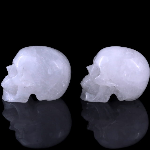 3.0" Angolan Quartz Rock Hand Carved Crystal Realistic Skull Sculpture