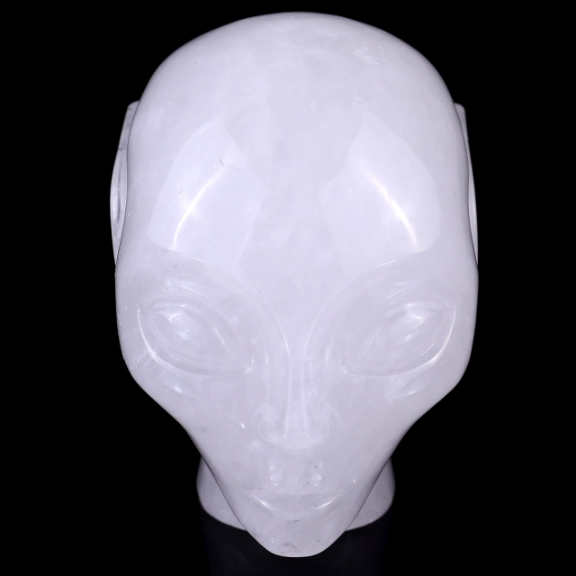 3.9" Angolan Quartz Rock Elf Alien Skull – Hand Carved Natural Crystal Healing Sculpture