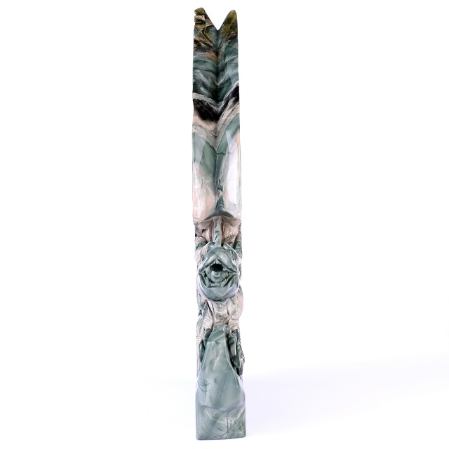  14" Jiulong Jade Hand Carved Crystal Dragon Sculpture