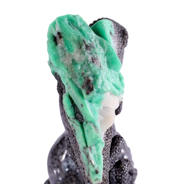 6.0" Natural Emerald Hand Carved Crystal Lizard and Skull Sculpture