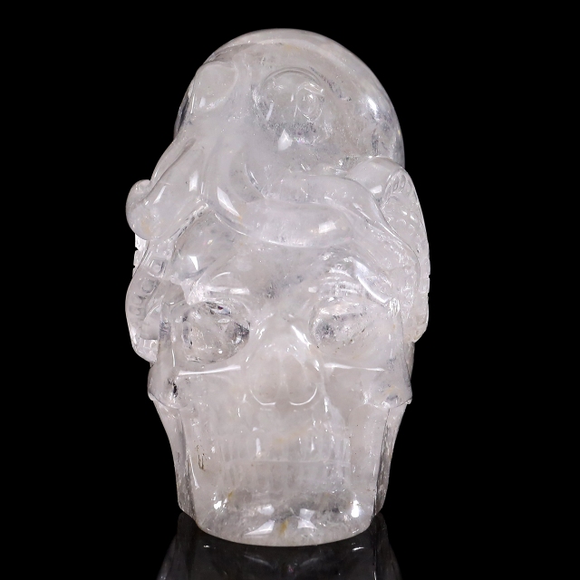 4-inch Hand Carved Clear Quartz Octopus Skull - Natural Crystal Sculpture for Luxury Display & Spiritual Energy