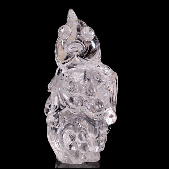 5-inch Hand Carved Clear Quartz Goldfish Decoration - Auspicious Gemstone Sculpture for Luck & Décor