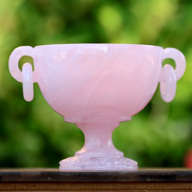 11.0” Natural Rose Quartz Hand Carved Decorative Storage,Candy Bowl with Lid