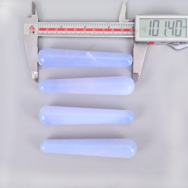 Blue Chalcedony Cylindrical Massager - Natural Gemstone Face & Body Roller for Stress Relief, Skin Rejuvenation & Muscle Relaxation