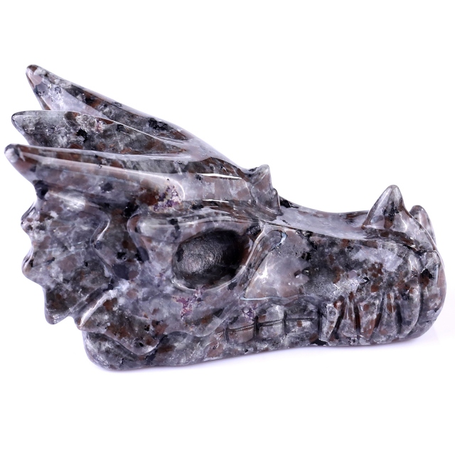 4.2" Yooperlite Hand Carved Crystal Dragon Skull Sculpture