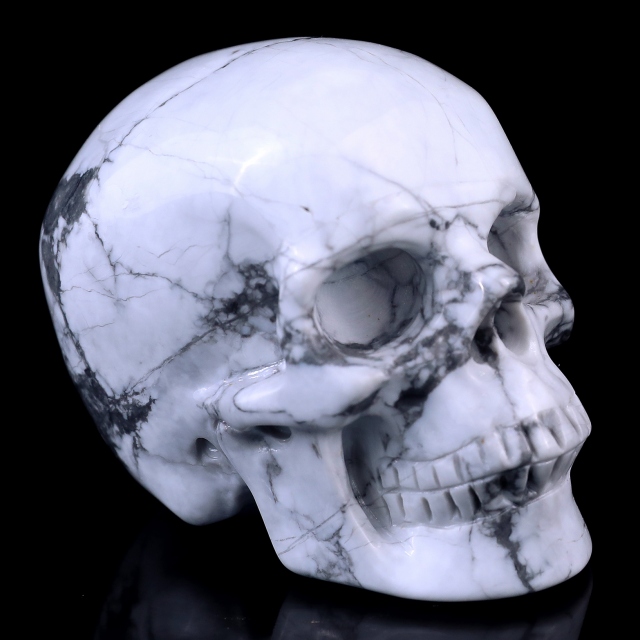 3.0" Howlite Hand Carved Crystal Realistic Skull Sculpture