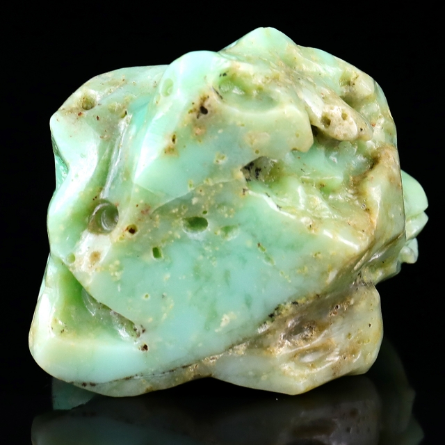 5.2" Green Opal Hand Carved Crystal Lizard Sculpture