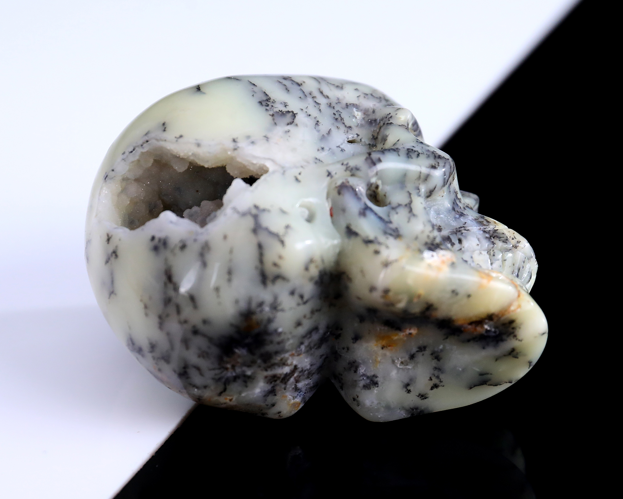 Unique White Opal Hand Carved Crystal Skull Sculpture